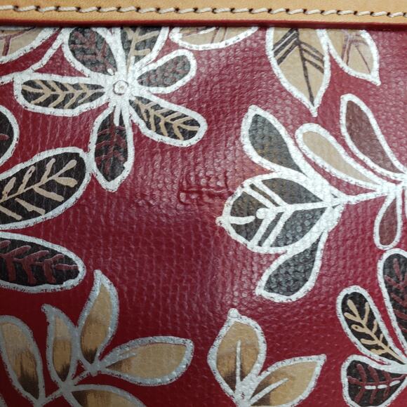 NWT CAVALCANTI Collection Italian Large Floral Clutch Wristlet Handbag Purse Red - Picture 13 of 16